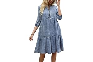 Stunning Midi Dress: Vintage Washed Denim Chic for Women