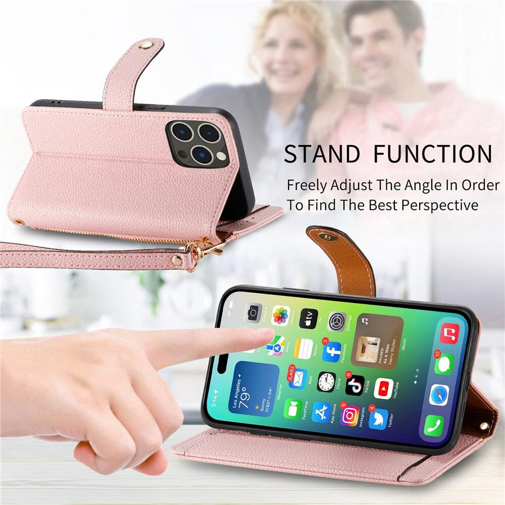 Generic etui kompatybilne z iPhone 13 (6,1 cala (kolor: zielony) skórzany portfel etui magnetyczne z klapką i dodatkowe etui na karty