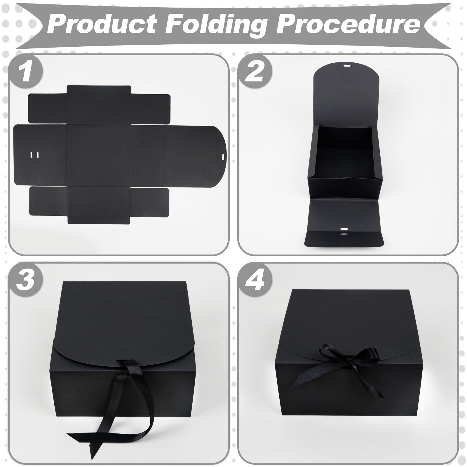 Boîte Cadeau Noire avec Couvercle, 20x20x10cm Grande Boîte Cadeau Vide, 10PCS Boîte D'emballage Cadeau pour Mariage, Anniversaire, Noël, Pâques, Cadeau de Fête