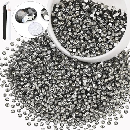 Image of 3000PCS SS12 /3mm Crystal Glass Rhinestones for Bedazzling (Black Diamond) | Flatback Rhinestones for Crafting DIY Nail Art Makeup Decoration, Gems Diomand Charms for Tumbler Shoes Clothing Mug