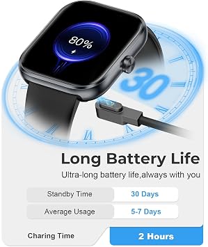 Smart Watch for Men Women, Bluetooth Call&Message Notifications, 1.83 HD