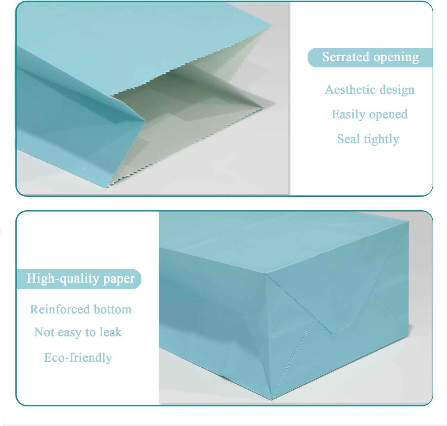 80Pcs Party Favor Bags Small Paper Lunch Bags Teal Blue Goody Bag for Wedding Kid’s Birthday Party 5.1x3.1x9.4 Inch - Image 3