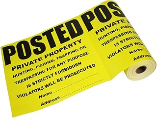 Posted Private Property No Trespassing Tyvek Sign | Heavy Duty | Durable | Weather Resistant | Yellow and Black | 11â€ x 11â€ - 100 Signs per Roll