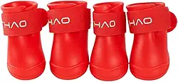 Bota de Silicone VERMELHA para Cachorro Botinha para Patas Antiderrapante Impermeável Protetor Pet com 4 Unidades (Vermelha, Mèdio (M))