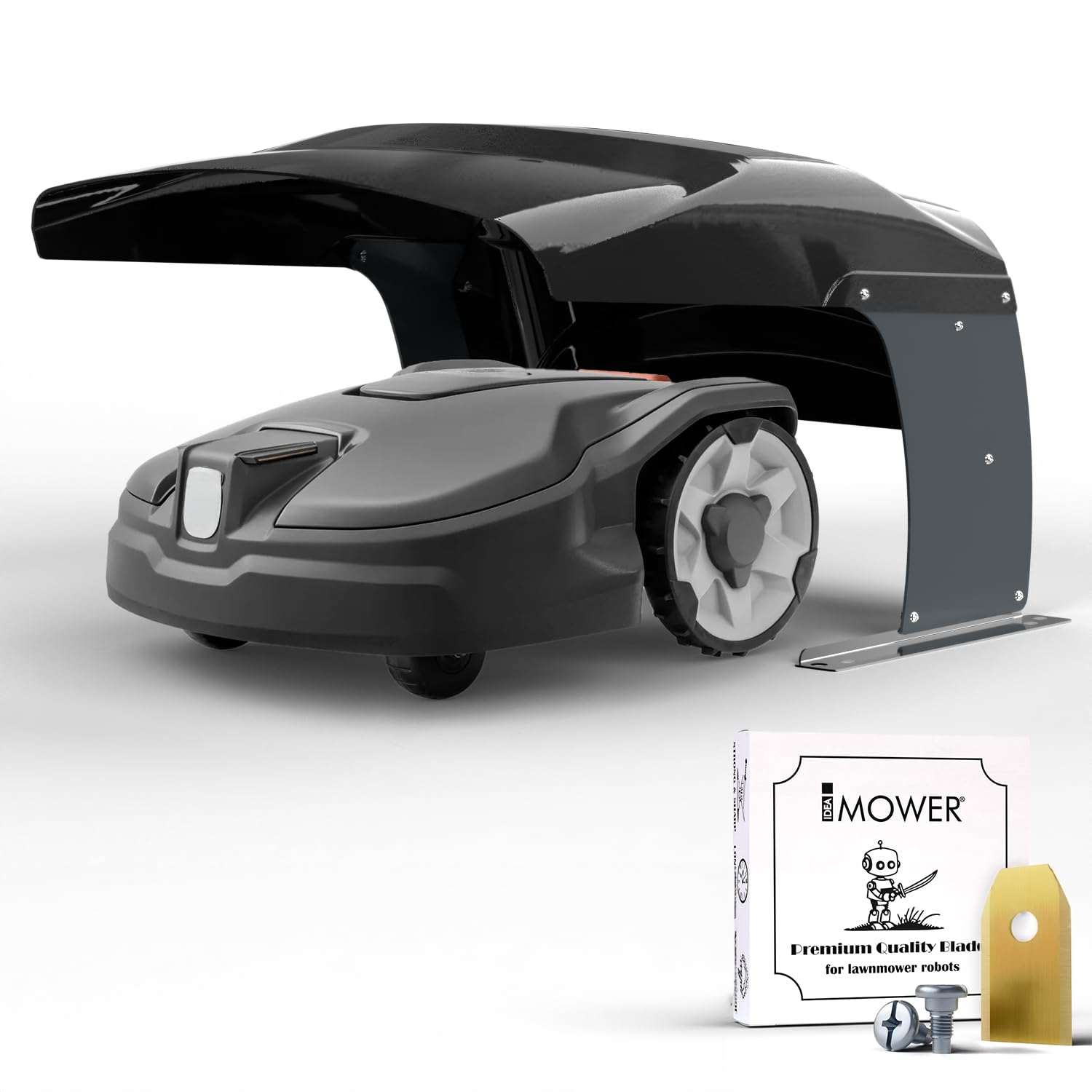 Garaje para Robot cortacésped Vader + Cuchillas de Repuesto Premium de Regalo – Compatible con Husquarna Automower