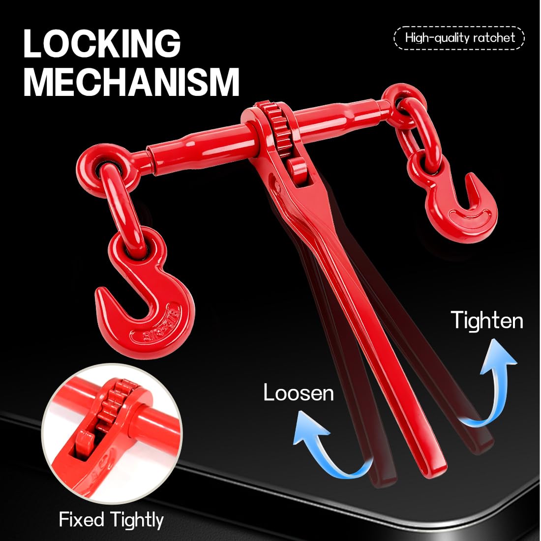 Ratchet Load Binders - 6600 LBS Secure Chain -9