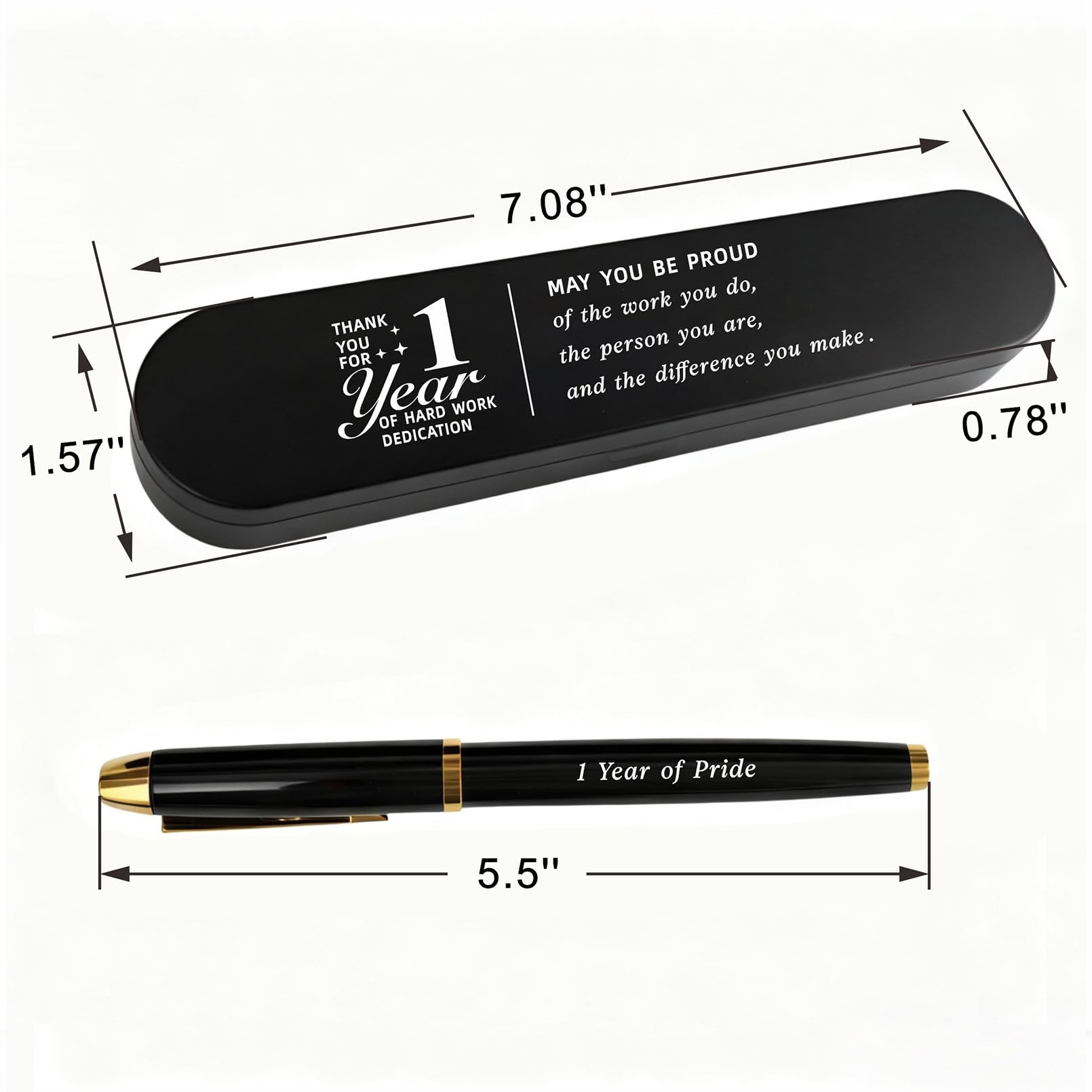 1 Year Work Anniversary Pen Gift- Engraved Gel Pen for Employee & Staff Appreciation Award, First Year Service Recognition
