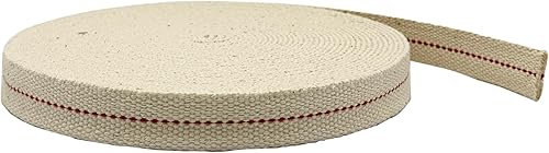 Light Of Mine, mecha plana 100% de algodón, 33 pies, rollo para lámparas de aceite y linternas que funcionan con aceite de parafina y queroseno, con