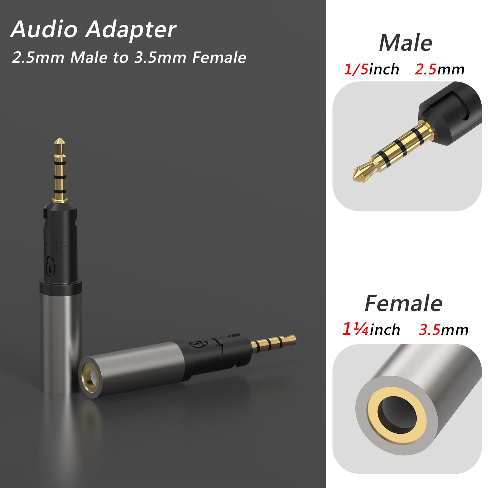 Amazon.com: Geekria 2.5mm Male to 3.5mm (1/8'') Female