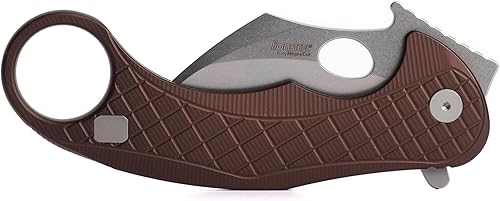 LionSTEEL LEONE - Cuchillo plegable Karambit con hoja de acero CPM-Magnacut, mango integral de aluminio sólido, diseño Emerson Wave Design,