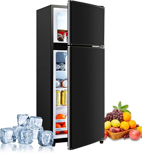 Miniatura 1 de Refrigerador compacto de doble puerta de 3.5 pies cúbicos con congelador y termostato de 7 niveles, comodidad compacta y ahorro de energía, ideal