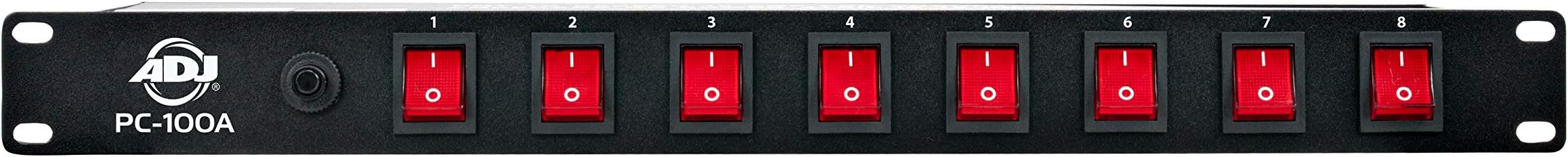 ADJ PC100A power strip single rack space unit with 8 on off lighted toggle switches and 15 amp breaker