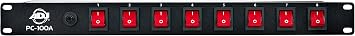ADJ PC100A power strip single rack space unit with 8 on off lighted toggle switches and 15 amp breaker