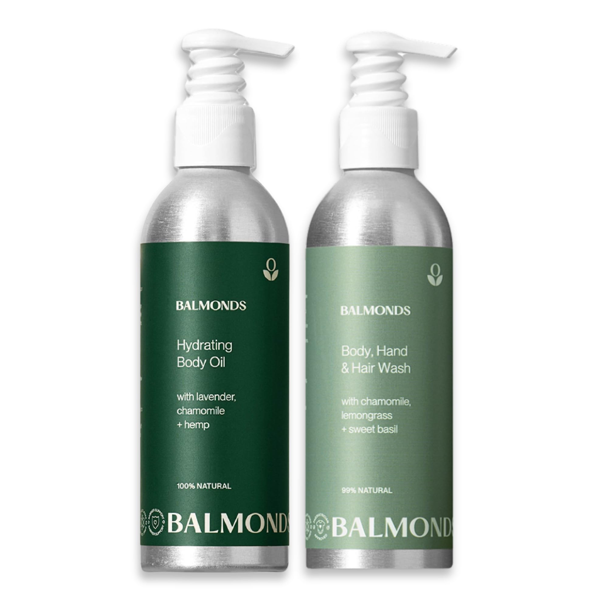 BalmondsBath & Body Spa Gift Set, Mothers Day Pampering Gift for Women, 100% Natural Shampoo & Body Wash and Bath and Body Oil for Dry Sensitive Skin