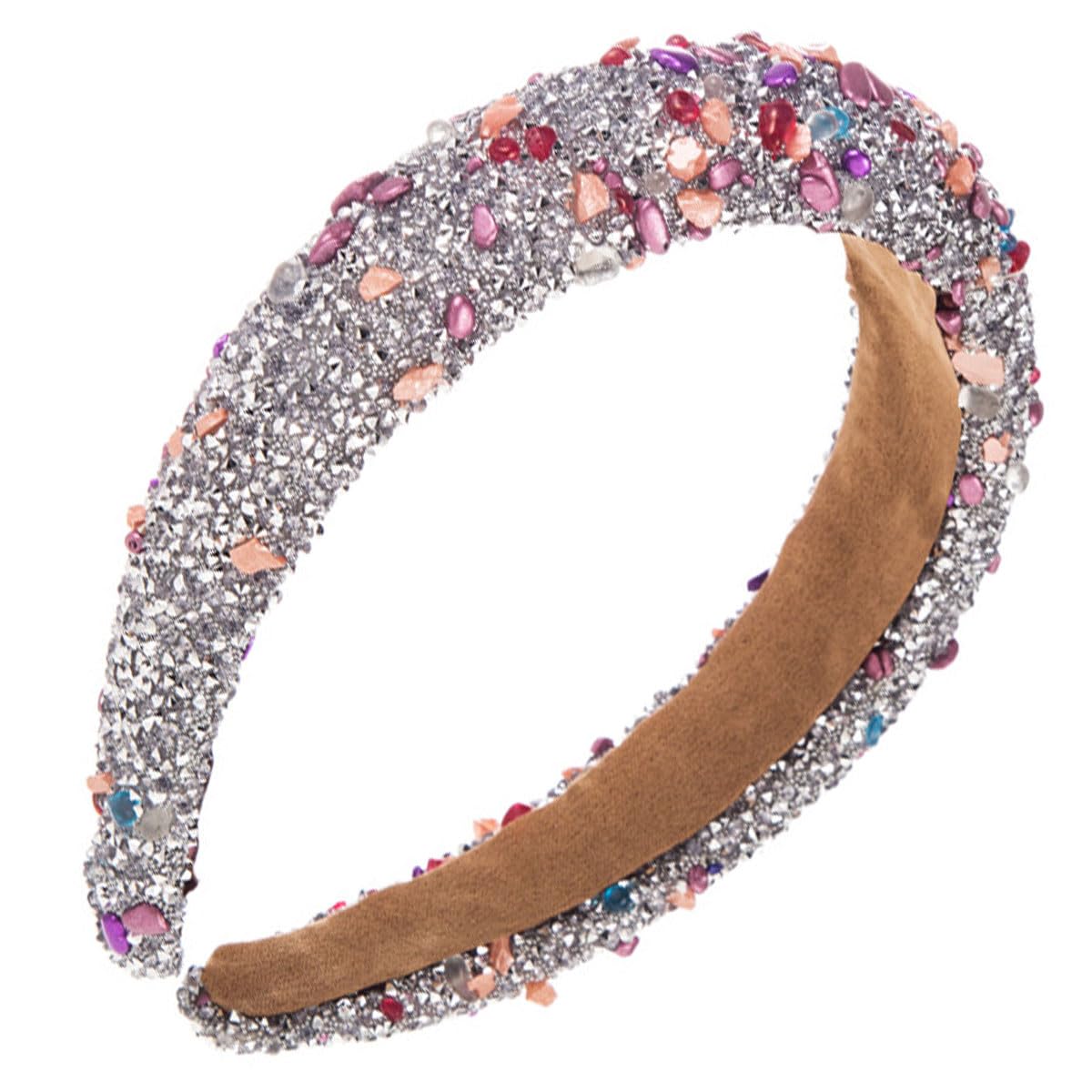 scicent Hairbands Women Rhinestone Padded Headband Baroque Crystal Embellished Hair Bands Colorful Beaded Head Band Fashion Hair Accessories for Girls 16623 - Image 3