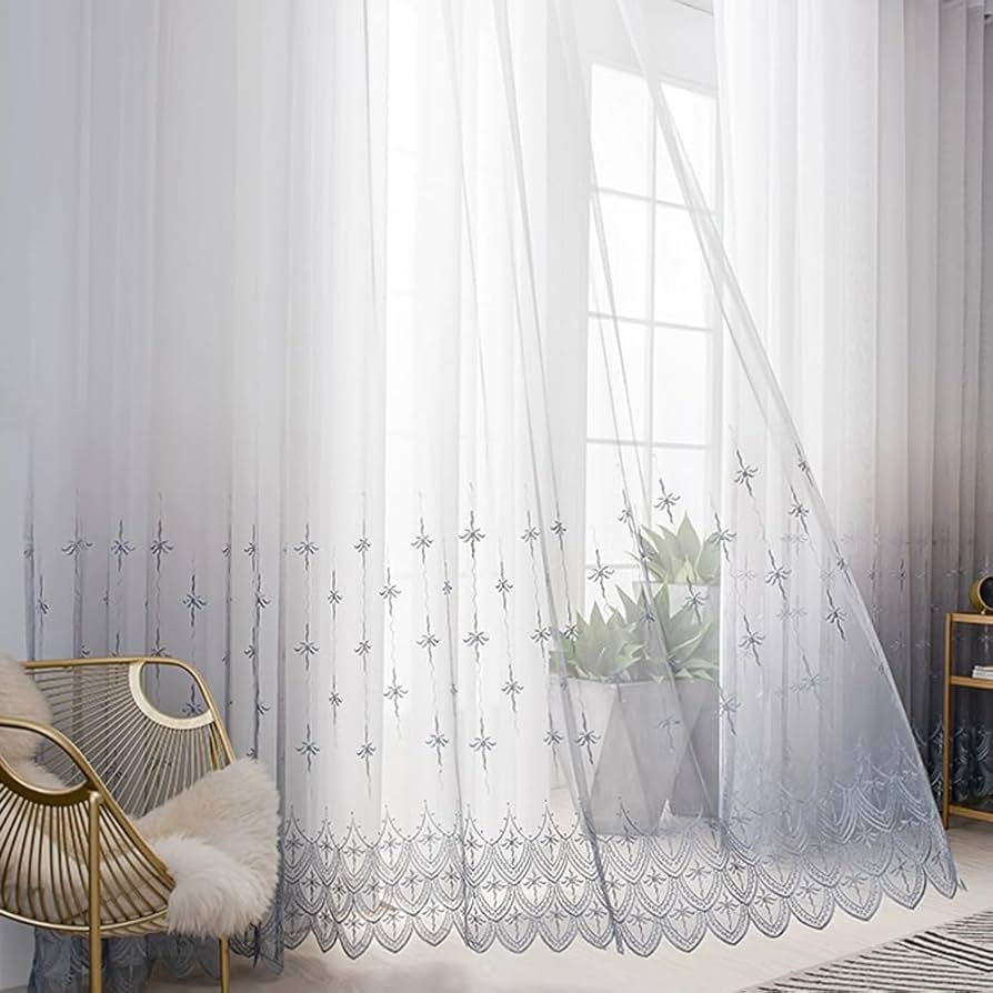Amazon.com: AZIMUZIXI Grey Ombre Embroidered Sheer Voile