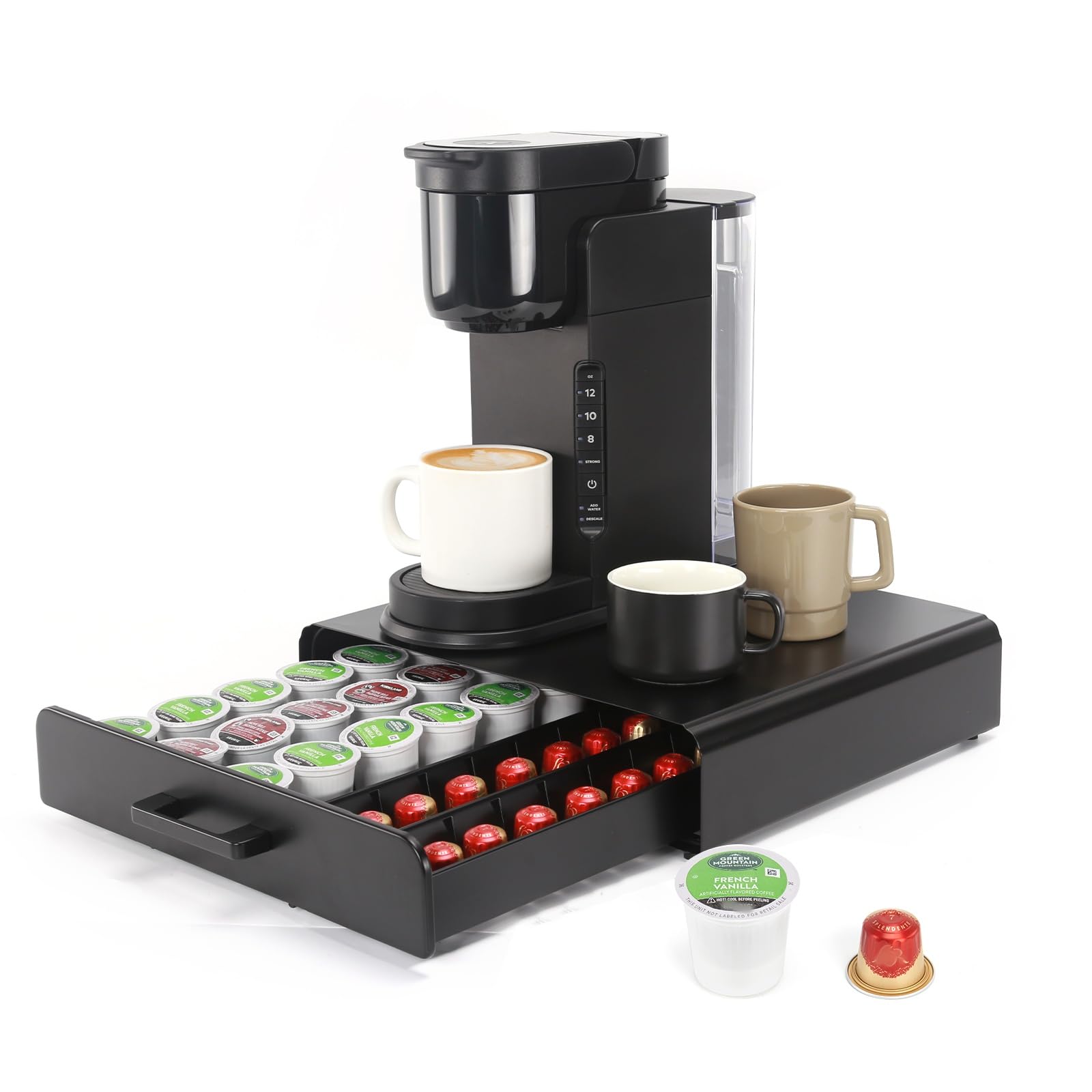 Porte-capsules compatible avec les capsules Nespreso Originalline, rangement pour 40 capsules de café, en métal, noir.