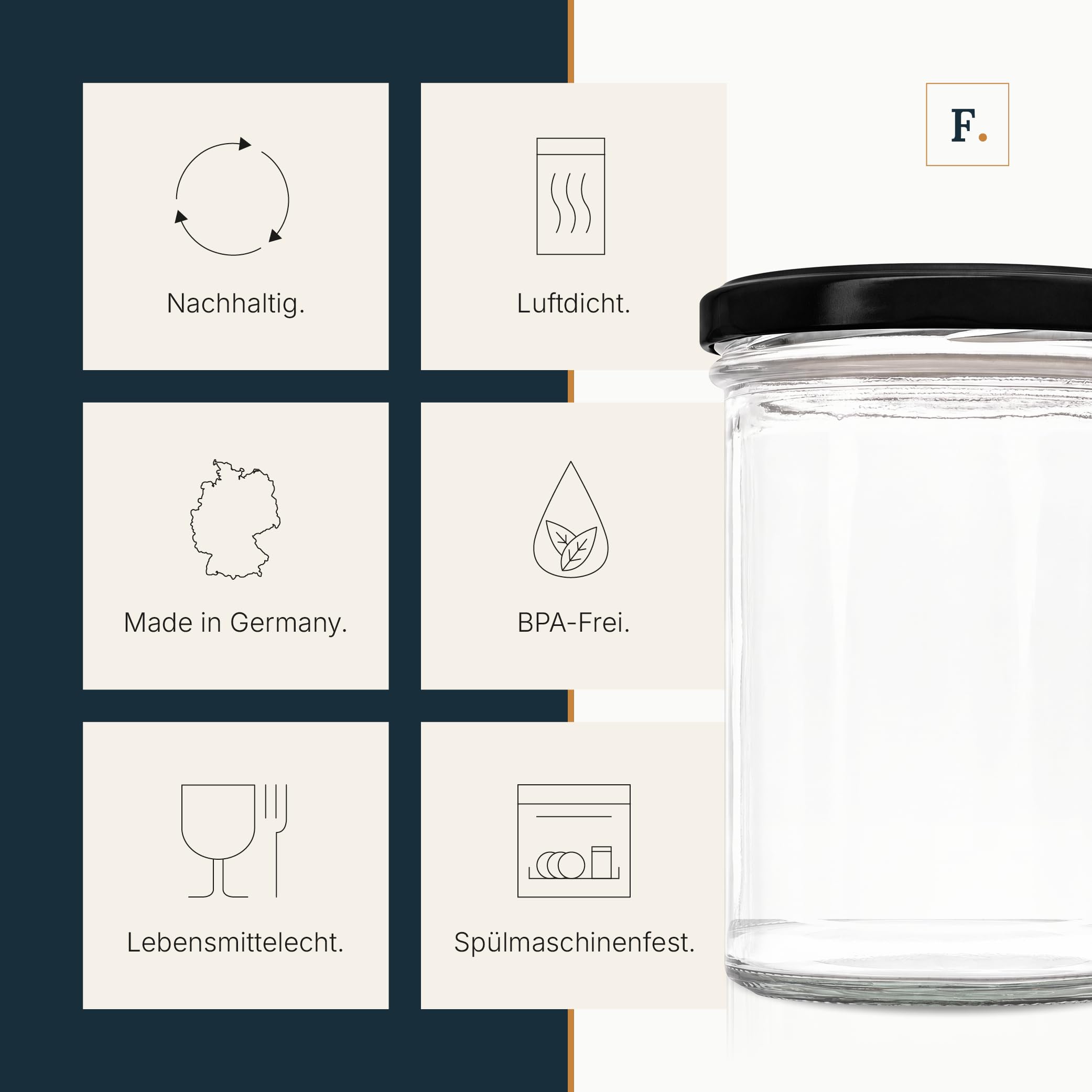 flaschenbauer.de Set di 96 vasetti da 430 ml con coperchio Twist Off TO82 per inscatolare zuppe, alimenti per bambini (coperchio nero, TO82)