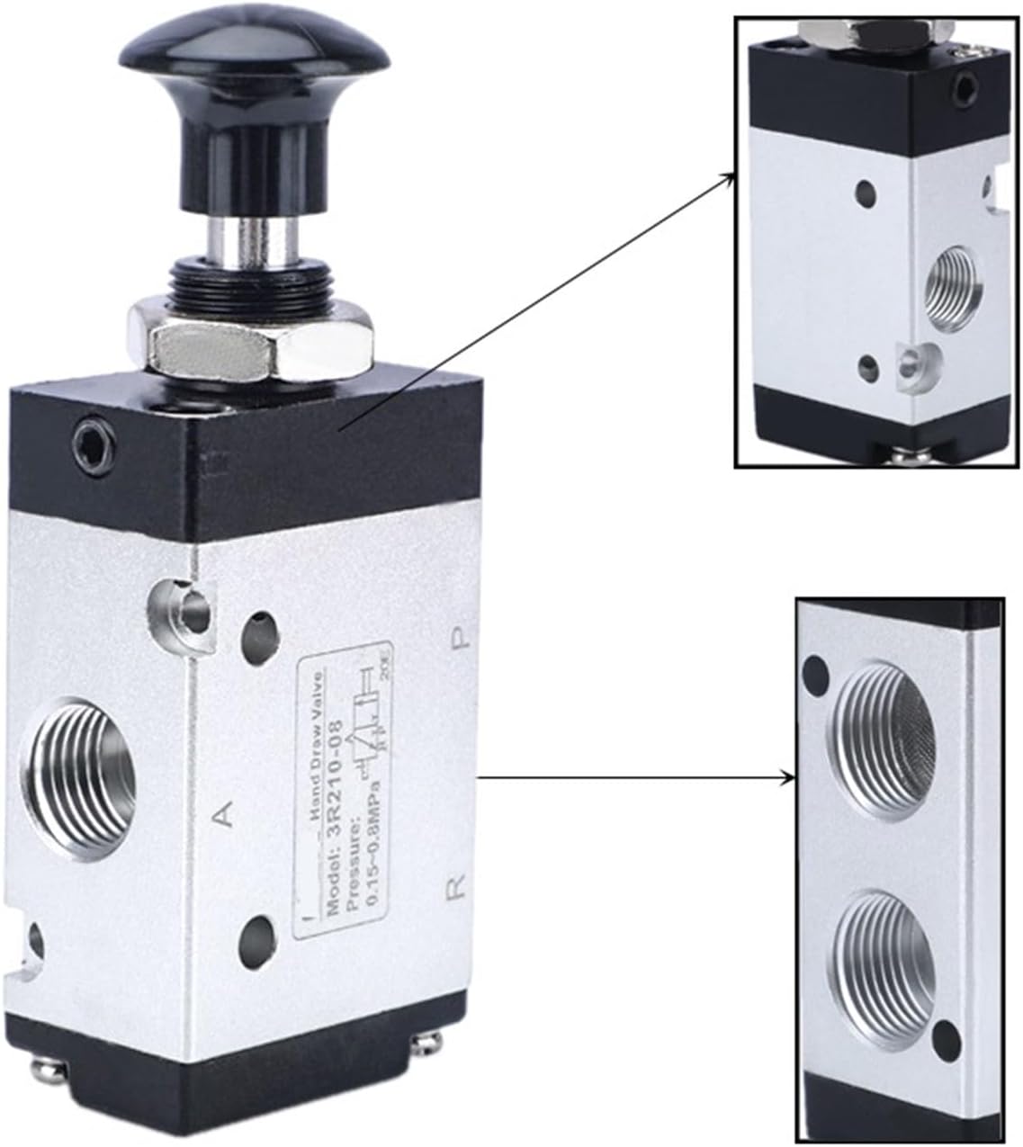 3R110-08 1/8"3R210-06 1/8"3R210-08 1/4"3R310-10 3/8" 2 Position 3 Port Air Manual Valves Pneumatic Control Valve.(With 4mm Fitting,3R110-06)