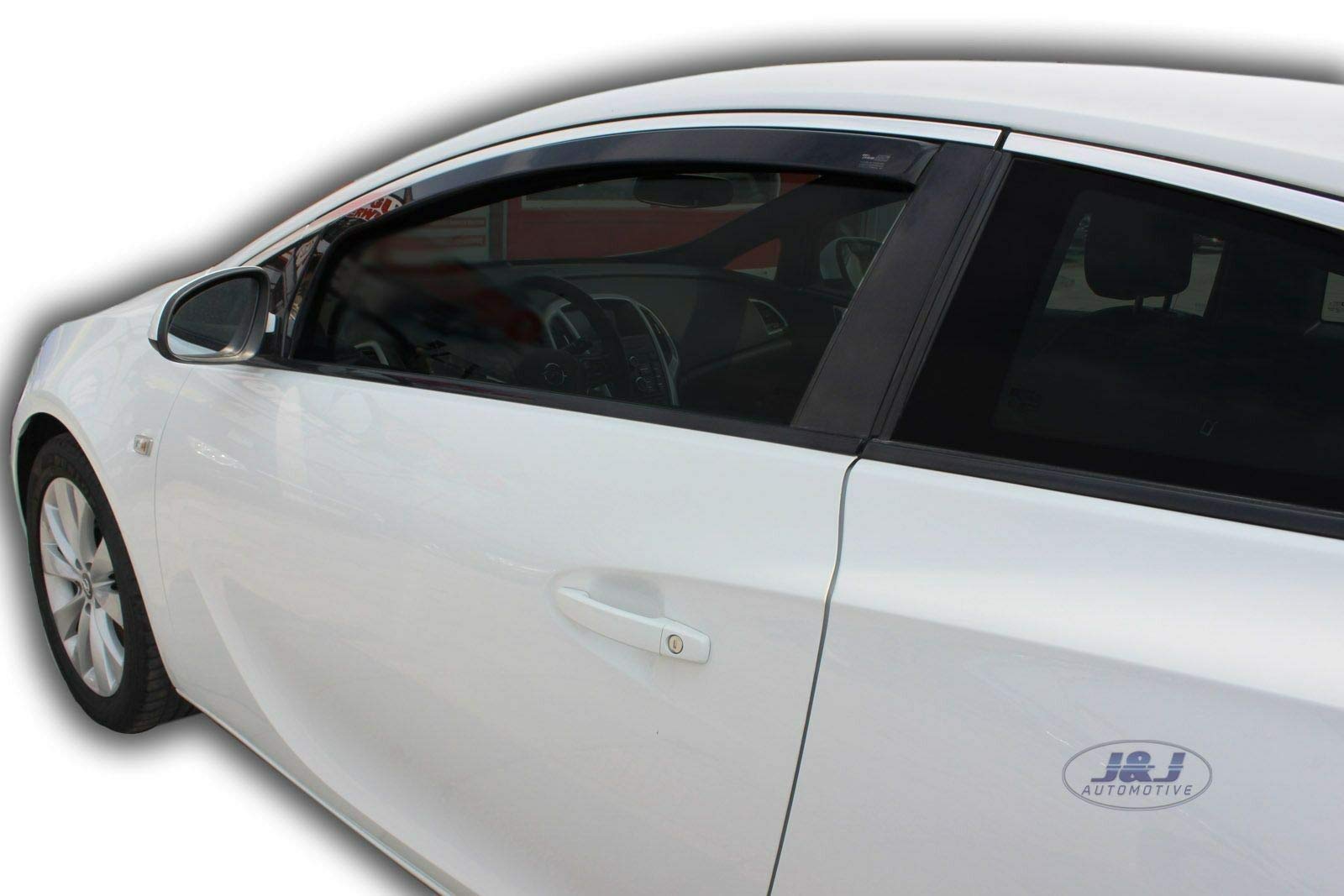 J&J AUTOMOTIVE Windabweiser passend für Opel Astra GTC 3-Türer 2012-2018 2tlg, Heko Regenabweiser Vorne Getönt Dunkel Passform