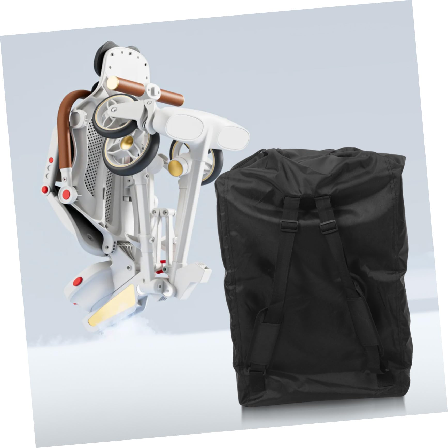 Toddmomy Borsa da Viaggio per Passeggino Custodia per Passeggino da Viaggio Tasca Laterale per Borraccia Tasca Anteriore Cerniera per Oggetti Piccoli Supporto per Spalle Pannello