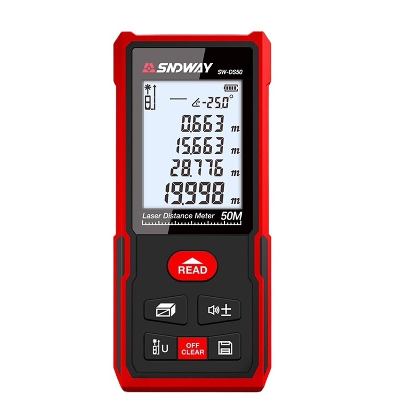 Medidor de distancia láser 50/70/100/120m rango Digital nivel electrónico con Sensor de ángulo cinta láser Trena Mini telémetro(SW-DS50 50m)
