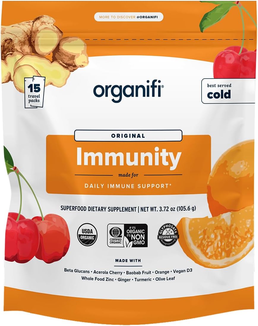 Organifi: Immunity - Organic Superfood Immunity Support - 14 Single Serve Packets - Help Nourish and Feed Cells - Natural Immune System Support - Vitamin C, D & Zinc