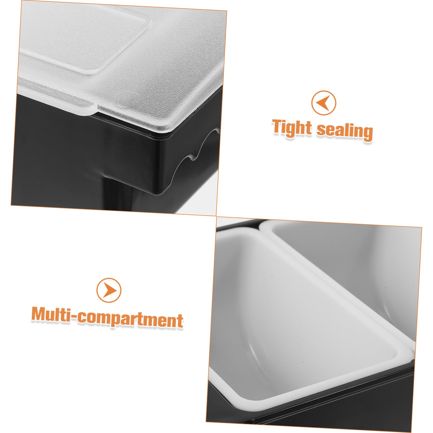Mikikit Boîte Compartimentée 5 Cases en Plastique Robuste avec Couvercle Hermétique, Récipient Alimentaire Polyvalent pour Condiments et Fruits Secs, pour Bar et Service en Restauration