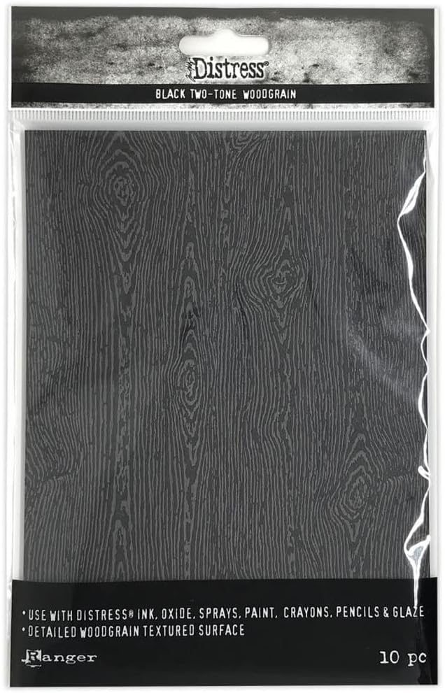 Tim Holtz Distress 2022 Pearlescent Crayons: Halloween Set #3 and #4 & Distress Halloween Woodgrain cardstock - Limited Edition - Three Item Bundle