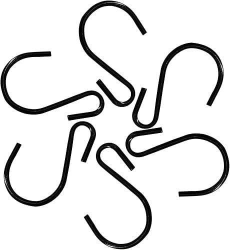 Paquete de 100 ganchos en S pequeños de metal de 1 pulgada para colgar plantas, mini ganchos negros en forma de S, ganchos negros en forma de S,