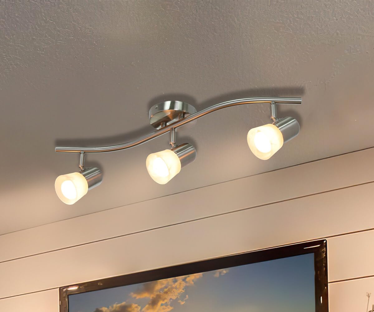 XiNBEi 4-Light Curved Track Lighting Kit – Modern Black Ceiling Light With Adjustable Heads, GU10 Bulb Base