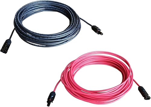 Cable de extensión para panel solar, 1 par negro + rojo, conector MC4 10 o 12 AWG 3, 5, 10, 15, 20, 30, 40, 50, 60, 100 y 150 pies