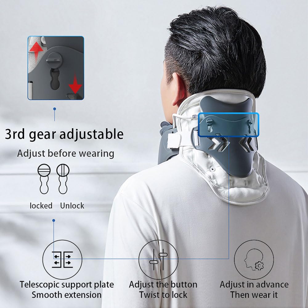 HEYOUTH Dispositif de Traction Cervicale Réglable et Léger - Soutien Nuque avec Coussin d'Air pour Alignement Vertébral et Soulagement Douleur à Domicile