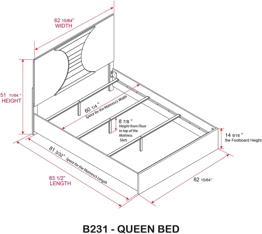 Kings Brand Furniture Claire Wooden Queen Size Bed with LED Headboard, White/Gold