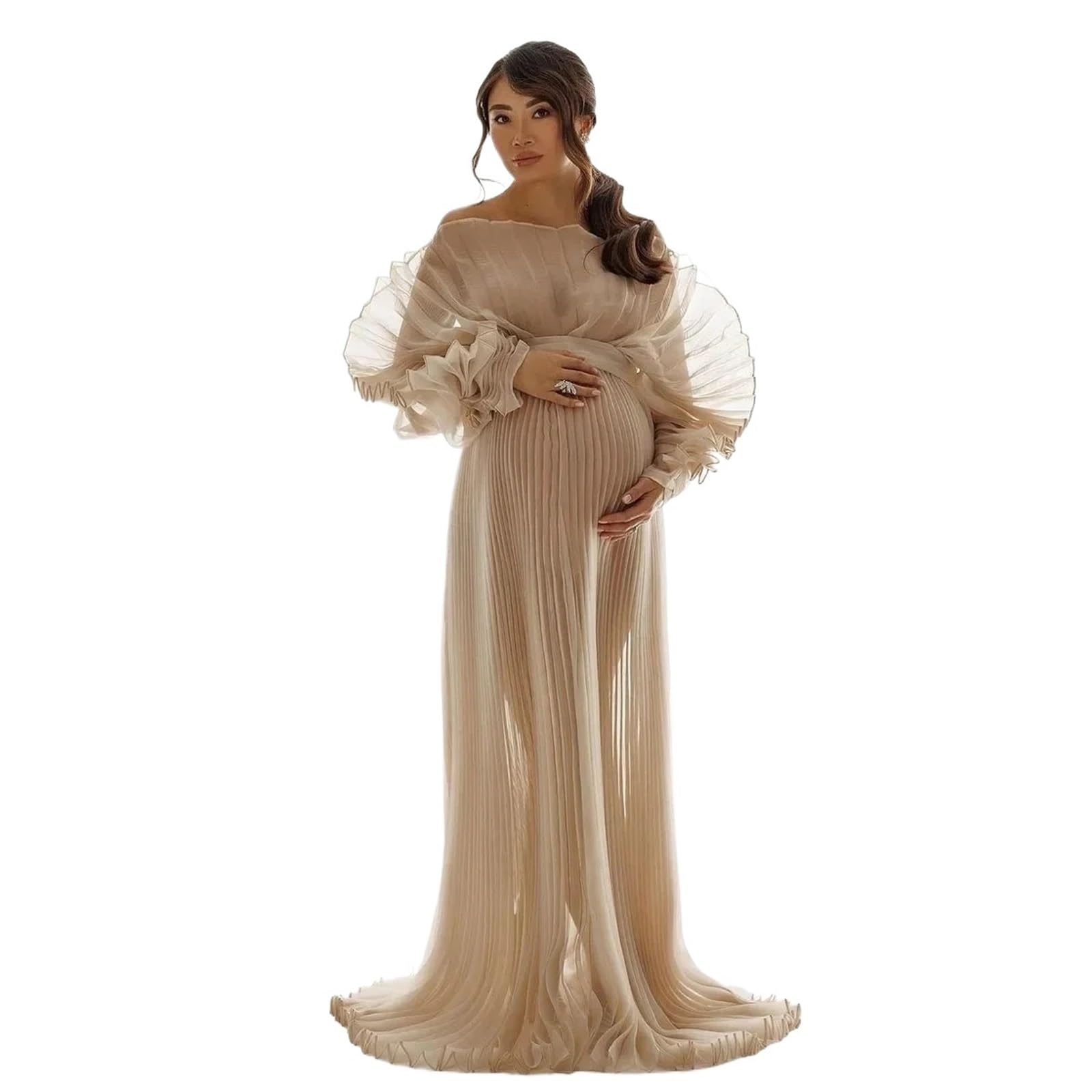 Vestido de Embarazo Vestidos de Maternidad Organza Plisada for sesión Fotos. for Baby Shower