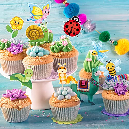 48 Pcs Summer Spring Insects Cupcake Toppers Insects Party Decoration Cupcake Toppers Picks Sunflower Butterfly Bee Ladybug Cake Topper Picks Table Toppers For Baby Showers Birthday Party Decorations #TOP2