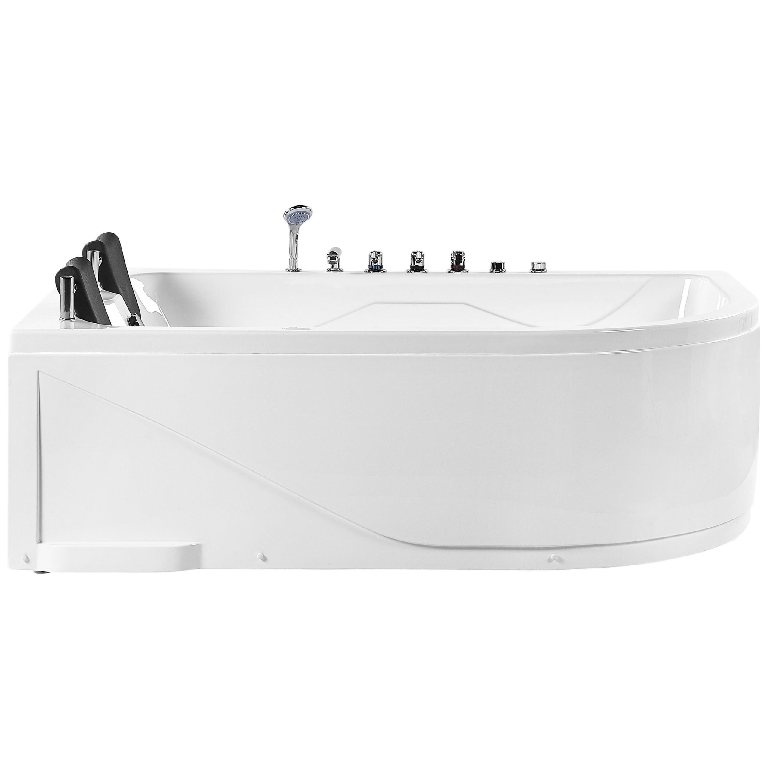 Baignoire Balnéo d'Angle à Droite en Acrylique avec Fonction Massante 2 Appui-têtes et Éclairage LED Votre Bain à Remous et SPA à Domicile Beliani