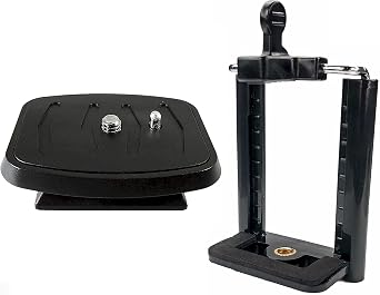 DaVoice 44mm Tripod Quick Release Plate for Amazon Basics 60-Inch, Ambico, Velbon, Vista Explorer 60, Sony, Sunpak, Ravelli + Cell Phone Tripod Mount Adapter Compatible with iPhone Smartphone