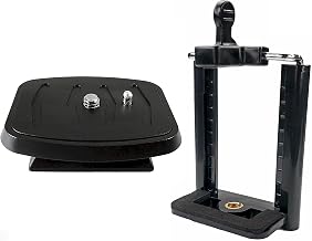 DaVoice 44mm Tripod Quick Release Plate for Amazon Basics 60-Inch, Ambico, Velbon, Vista Explorer 60”, Sony, Sunpak, Ravelli + Cell Phone Tripod Mount Adapter Compatible with iPhone Smartphone