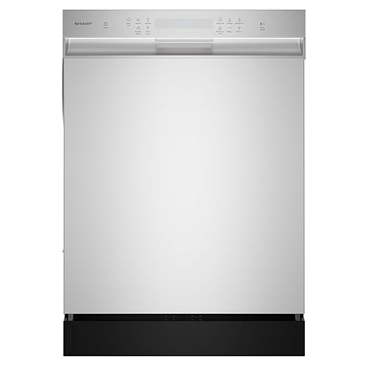 Sharp SDW6506JS 24-inch Stainless Steel Dishwasher, 49 dB, Third Rack, 12 Place Settings, Front Touch Controls