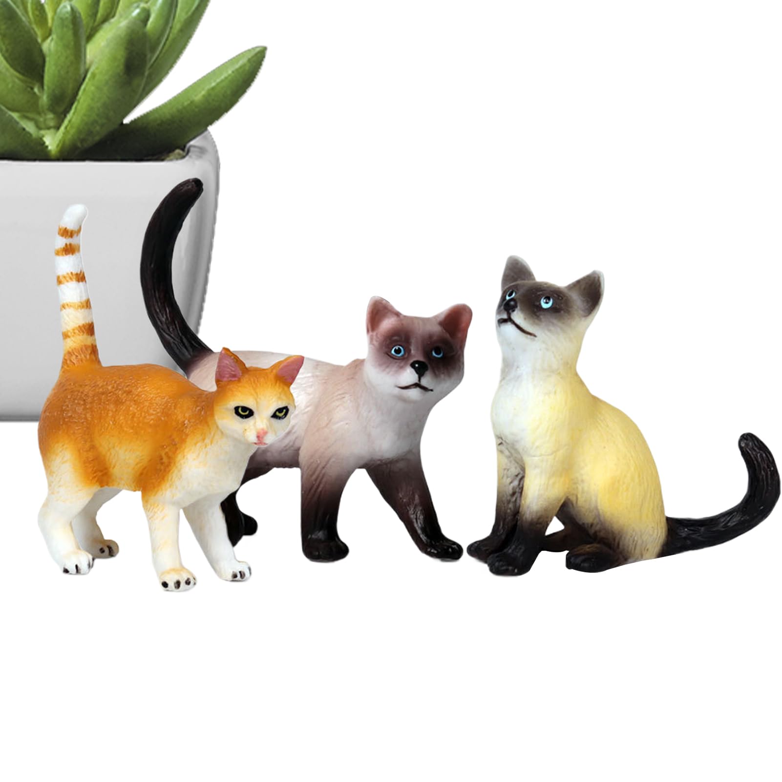 Sculpture de chat en lot de 3 statuettes design pour décoration de table de salon