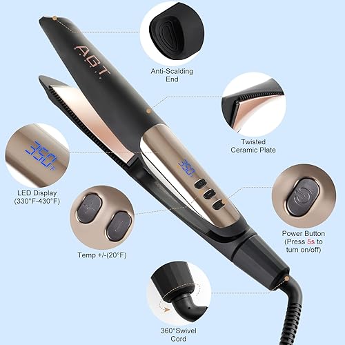 Miniatura 2 de Plancha rizadora 2 en 1 alisadora y rizadora con 5 temperaturas para todo tipo de cabello plancha plana alisadora con pantalla LED