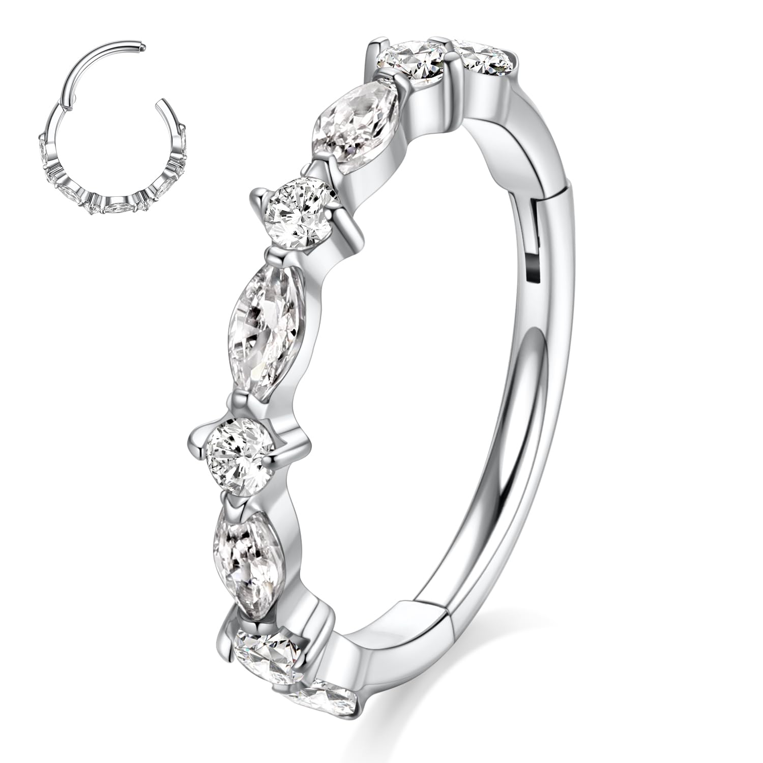 FUNLMO 316L Surgical Steel Nose Ring Septum Ring Cube Zircon Cartilage Earring Conch Tragus Helix Rook Daith Piercing Jewelry