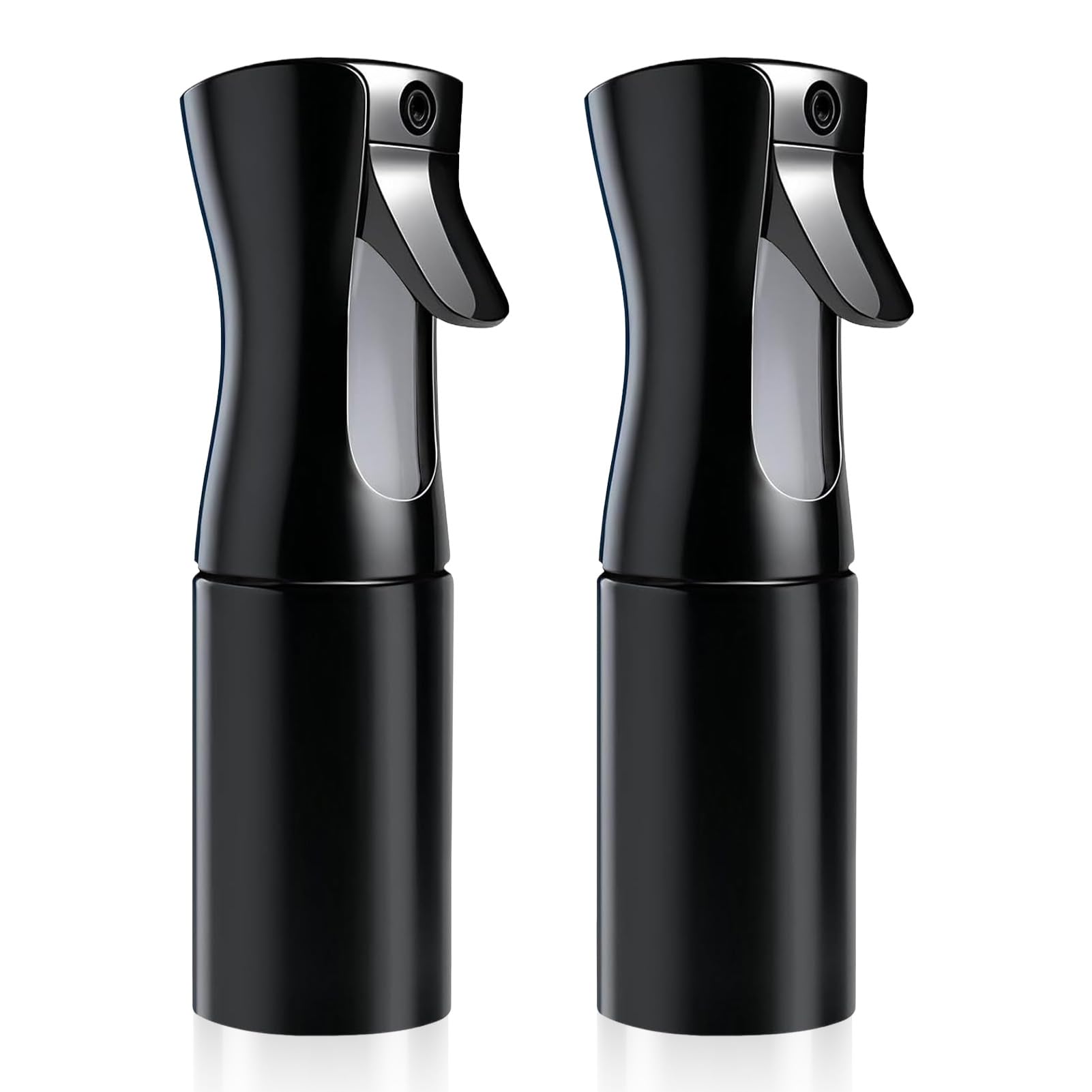 2 botellas de spray para el cabello de 200 ml con niebla fina continua para plantas, limpieza, alcohol, etc. (negro)