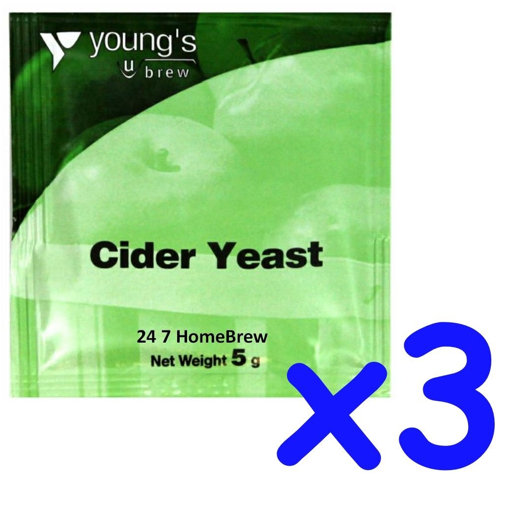 3x Youngs Cider Yeast 5g Youngs - treats 23L / 5 Gallon