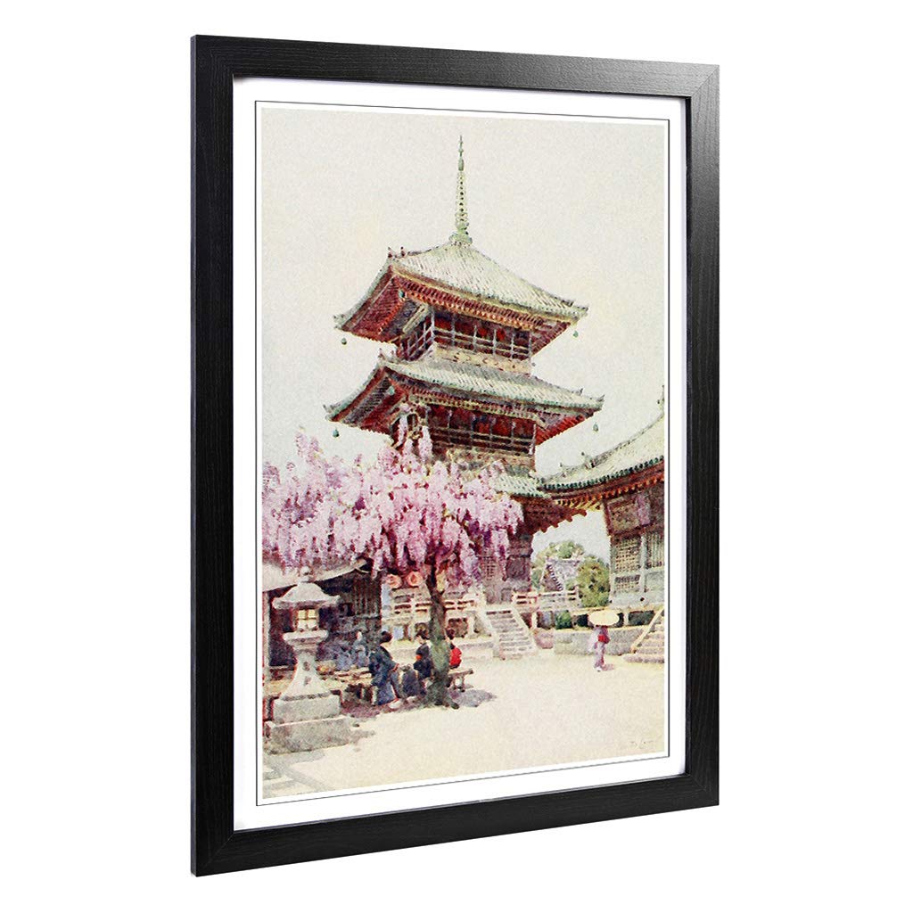 Big Box Art Framed Print of Ella Du Cane Japanese Oriental Wisteria, Kyomidzu Design | Wall Art Picture| Home Decor for Kitchen, Living Room, Bedroom, Hallway, Black, A2 / 24.5x18 Inch / 62x45cm