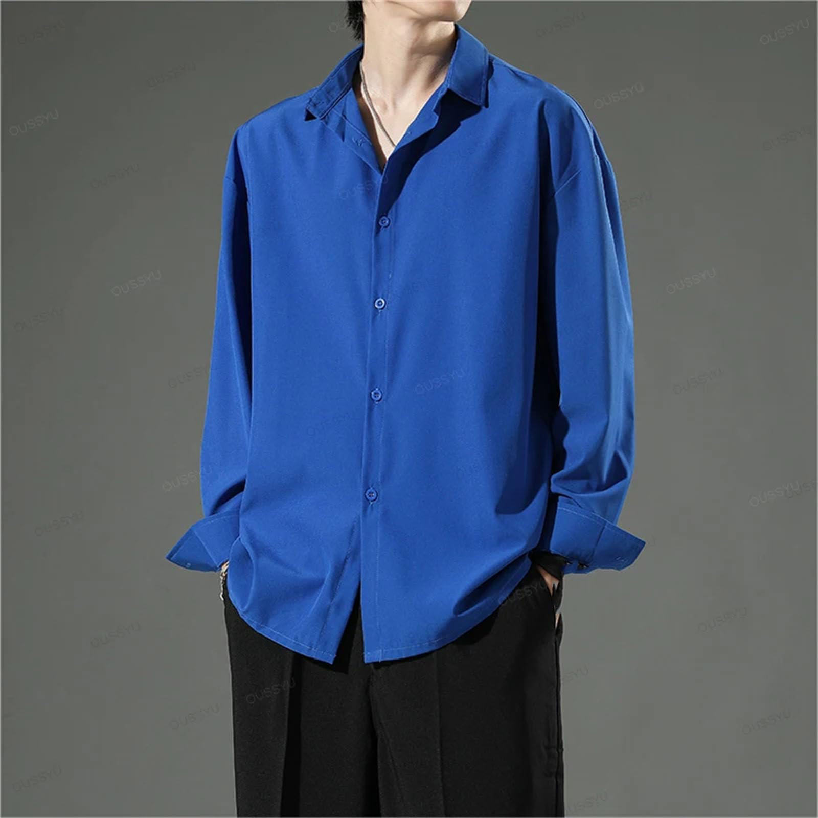 Primavera Affari Non Stiratura Nero Manica Lunga Camicia per gli Uomini Ice Silk Stile Coreano Casual Camicie Bianche Uomini di Grandi Dimensioni