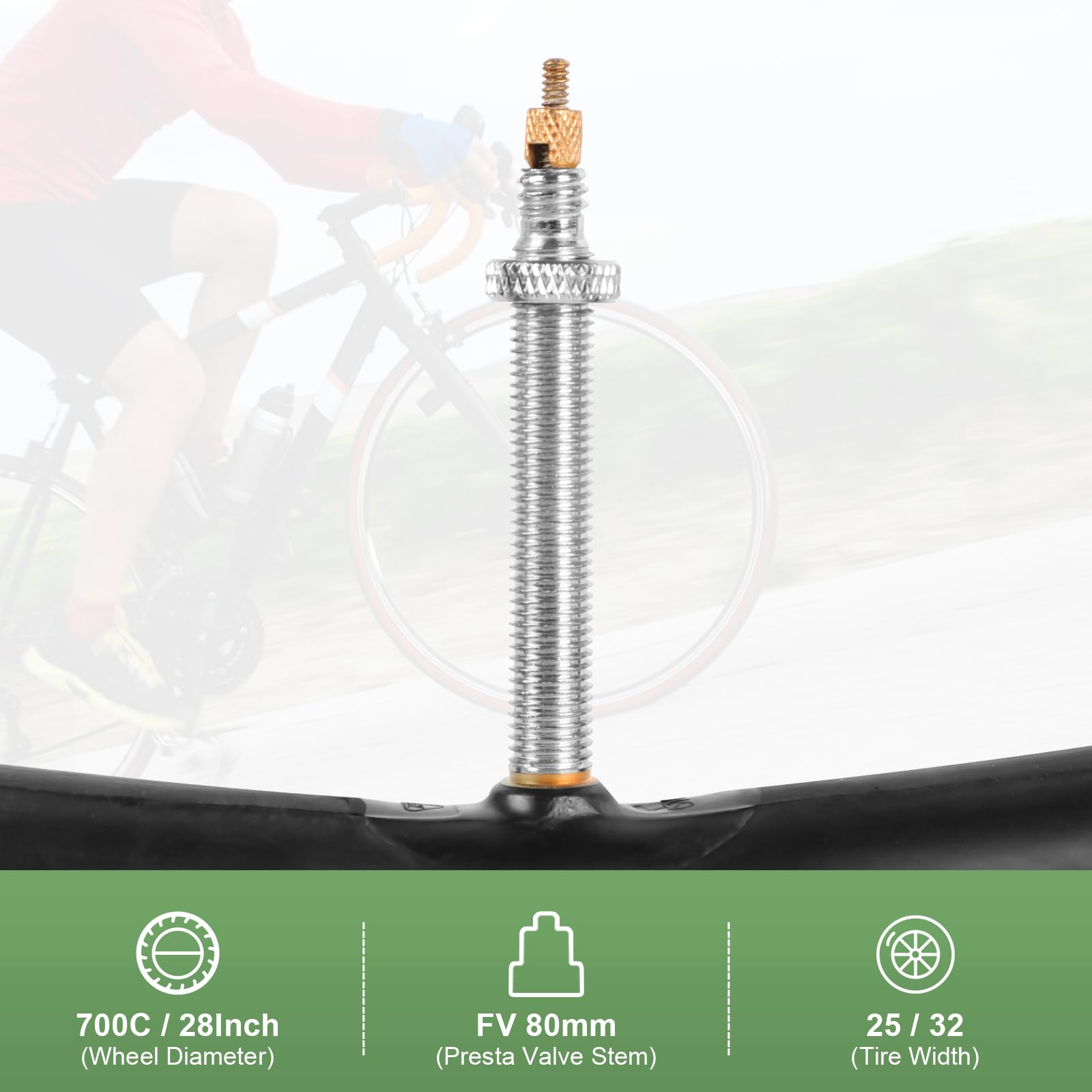 HAKULA MATATA 4 Packs 700x25C-32C Road Bike Inner Tubes with FV 80 Valve Stem, Bicycle Butyl Inner Tube 25C/28C/30C/32C Replacement for Road Bikes, 4 Pcs (Presta Valve 80mm)