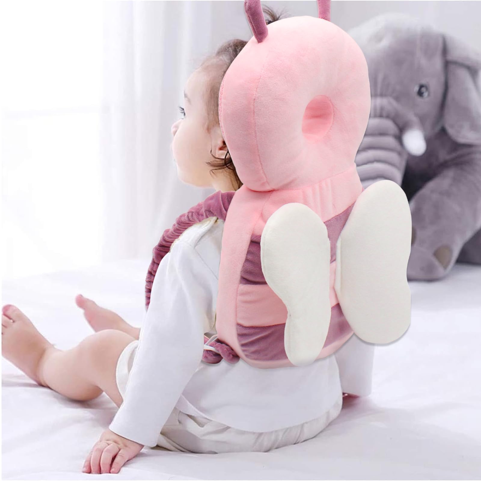 Protector de Cabeza para Bebés, Almohadilla Protectora Ajustable Contra Impactos, Suave y Transpirable, Adecuada para Bebés que Gatean de 4 y 36 Meses (Rosa)