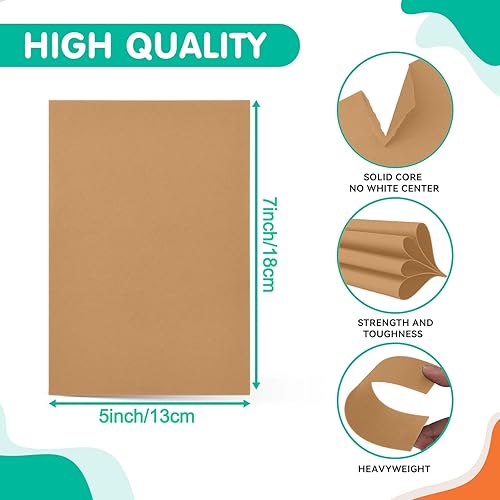 Miniatura 2 de 50 hojas de cartulina kraft marrón de 5 x 7 pulgadas, papel de impresora pesado para invitaciones, álbumes de recortes, arte, manualidades, tarjetas
